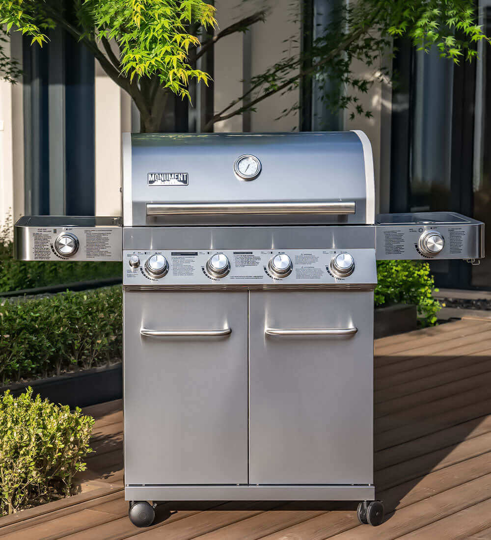 Monument Grills Classic 24367 Series Propane Gas Grill, 4 Burners, Stainless Steel
