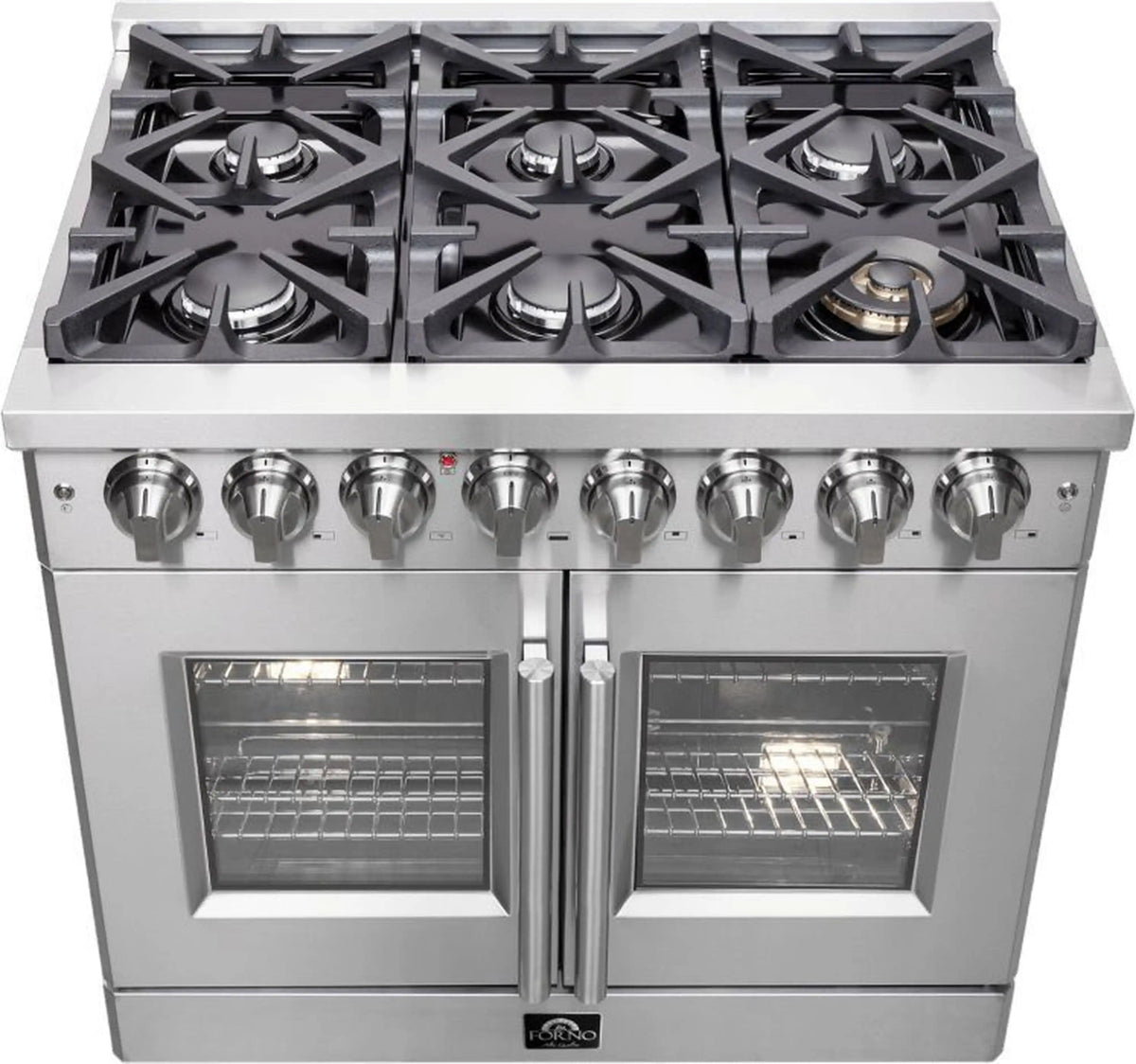 Forno Massimo 36-Inch Freestanding French Door Dual Fuel Range, Stainless Steel (FFSGS6325-36)