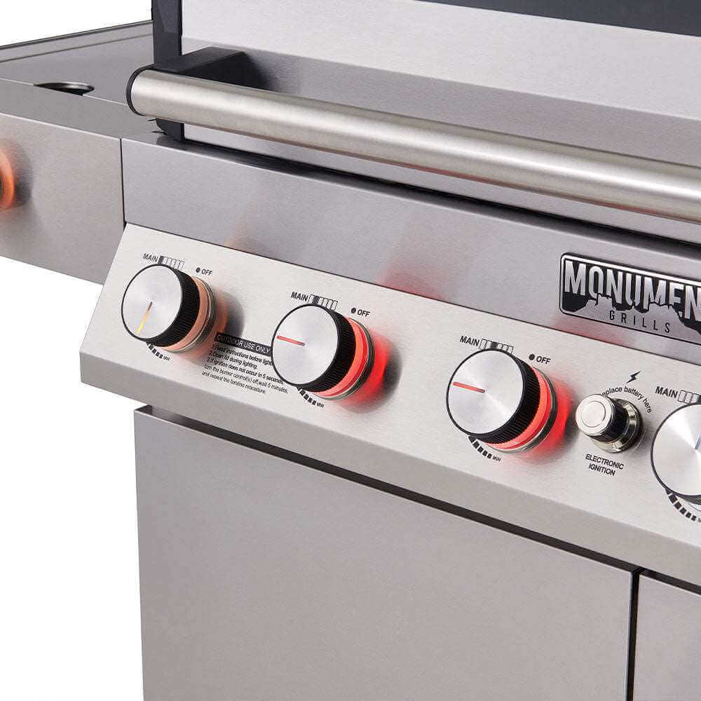 Monument Grills Denali 605 Series Smart Tech Propane Gas Grill, 6 Burners, Natural Gas Convertible, Stainless Steel