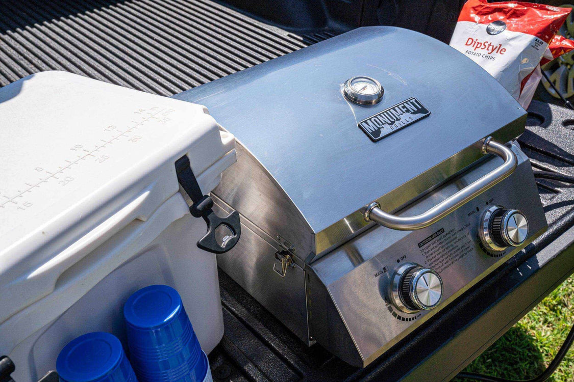 Monument Grills Table Top 13742 Series Gas Grill, 2 Burners, Stainless Steel