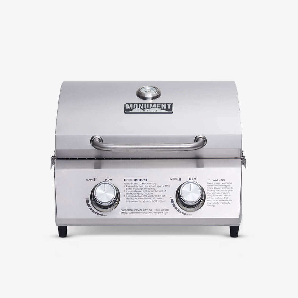 Monument Grills Table Top 13742 Series | 2 Burner Gas Grill in Stainless Steel