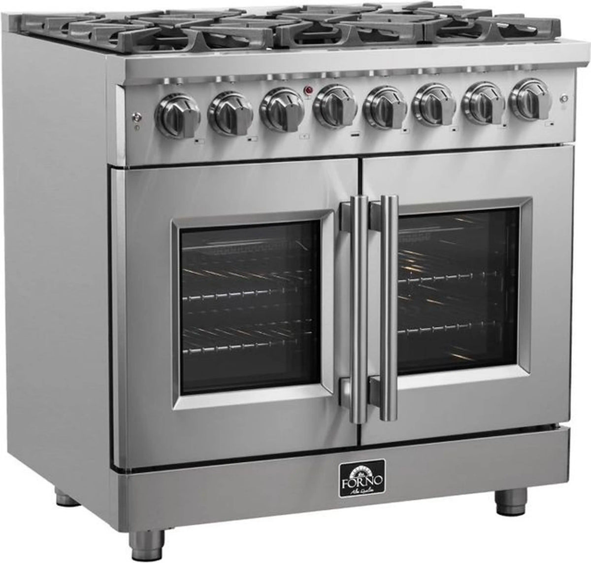 Forno Massimo 36-Inch Freestanding French Door Dual Fuel Range, Stainless Steel (FFSGS6325-36)