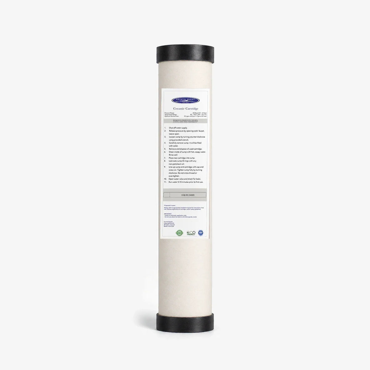 Crystal Quest Ceramic Water Filter Cartridge, 2-7/8" x 9-3/4", 1 Micron