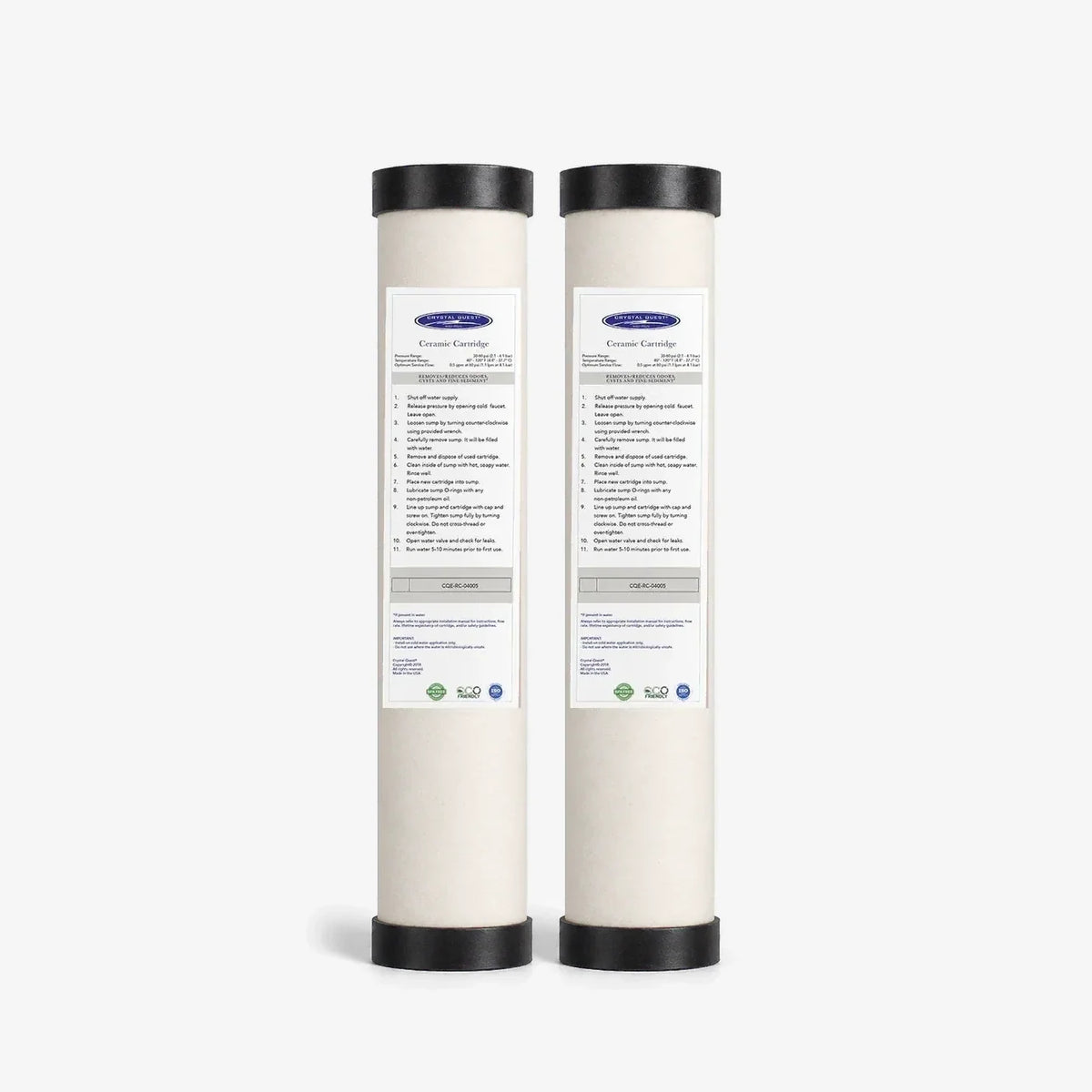Crystal Quest Ceramic Water Filter Cartridge, 2-7/8" x 9-3/4", 1 Micron