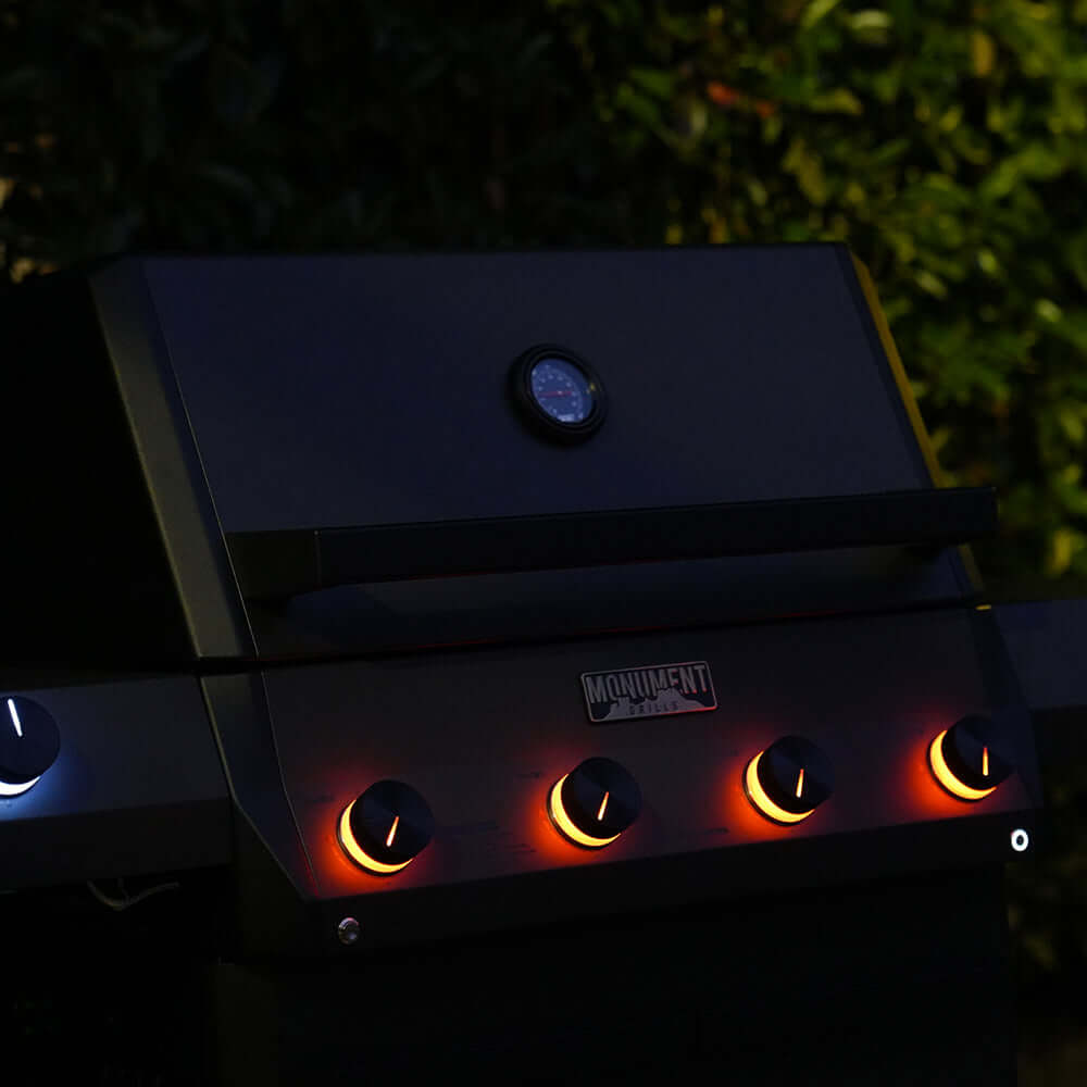 Monument Grills Eminence 425 Series Fortified Propane Gas Grill, 4 Burners, Silky Matte Black