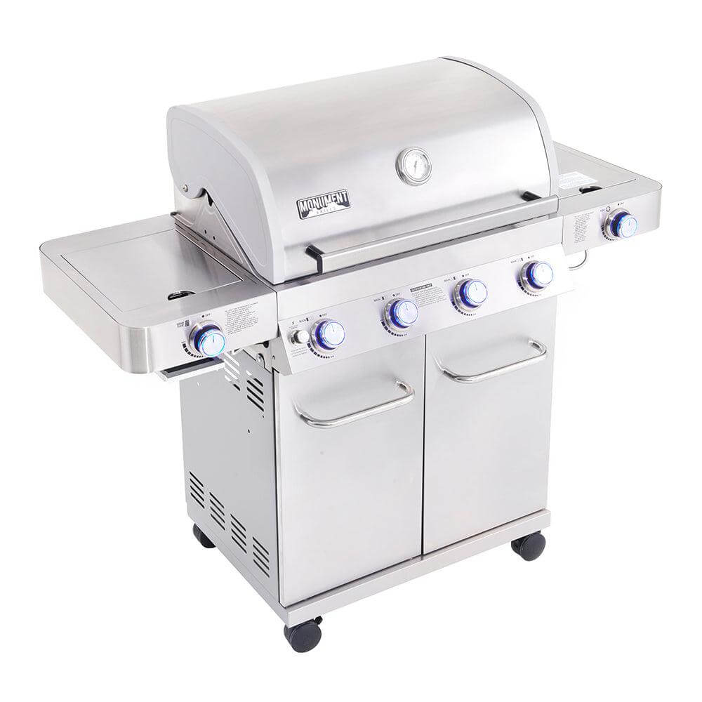 Monument Grills Classic 24367 Series Propane Gas Grill, 4 Burners, Stainless Steel