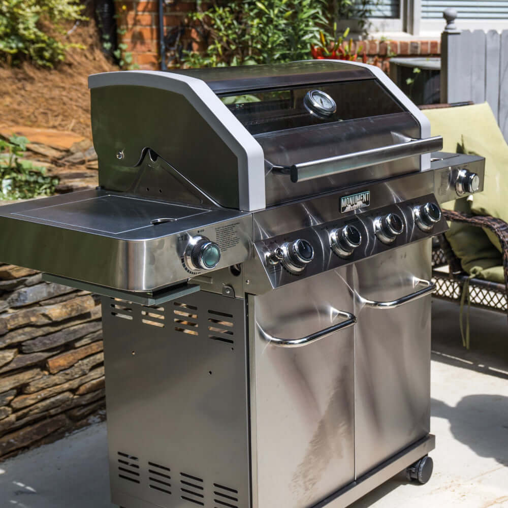 Monument Grills Classic 35633 Series Propane Gas Grill, 4 Burners, Stainless Steel