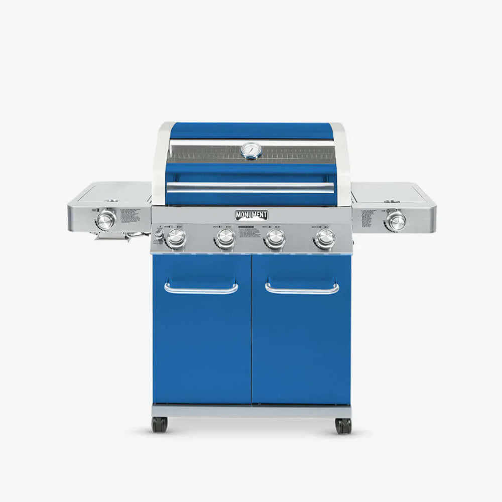 Monument Grills Classic 35633B Series | 4 Burner Propane Gas Grill in Blue