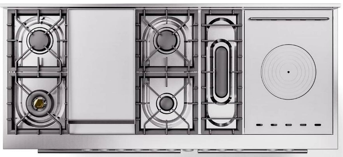 ILVE Professional Plus II 60-Inch Natural Gas Dual Fuel Range, 7 Burners, Griddle, French Top, Triple Glass Door, Custom RAL (UP60FSWMPRA)