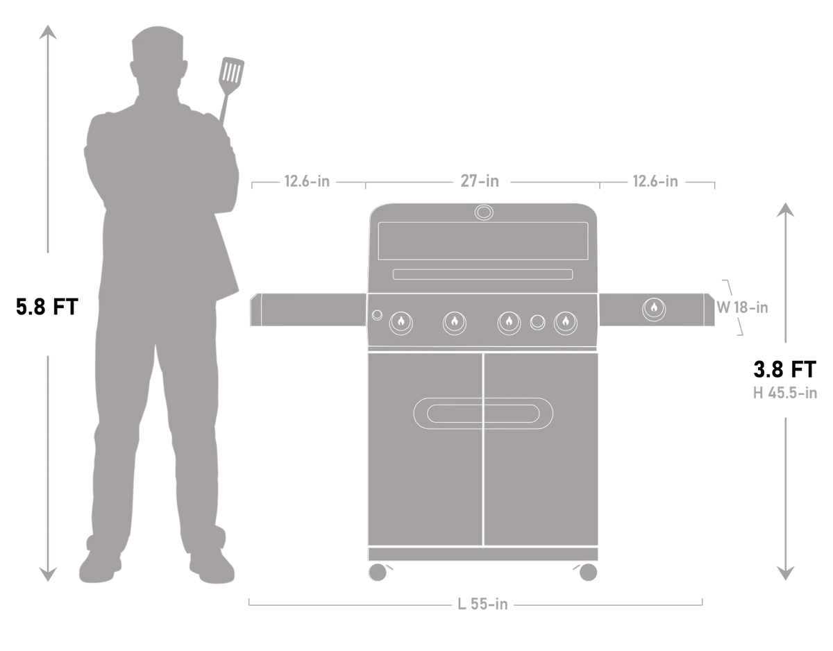 Monument Grills Mesa 415BZ Series Propane Gas Grill, 4 Burners, Stainless Steel