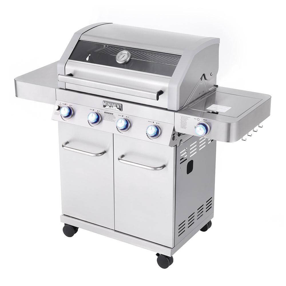 Monument Grills Classic 41847NG Series Propane Gas Grill, 4 Burners, Natural Gas Convertible, Stainless Steel