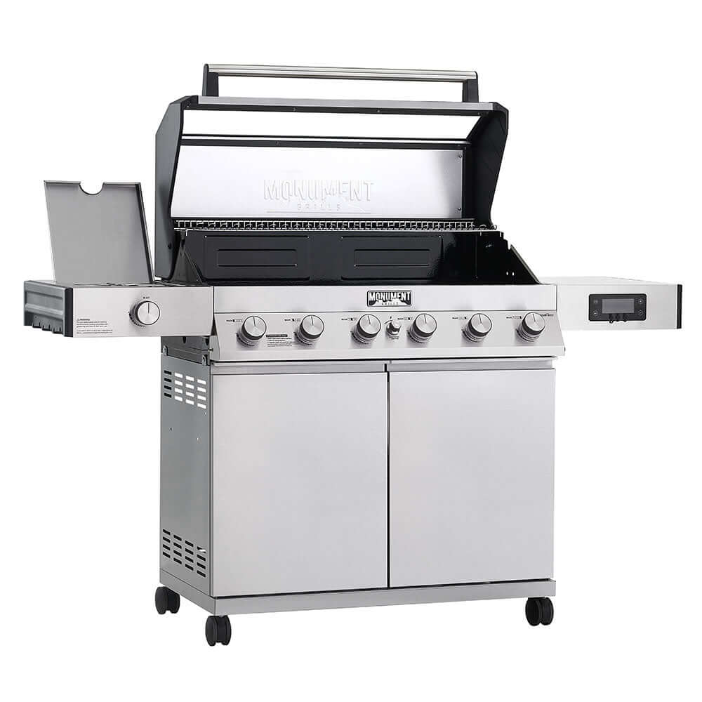 Monument Grills Denali 605 Series Smart Tech Propane Gas Grill, 6 Burners, Natural Gas Convertible, Stainless Steel