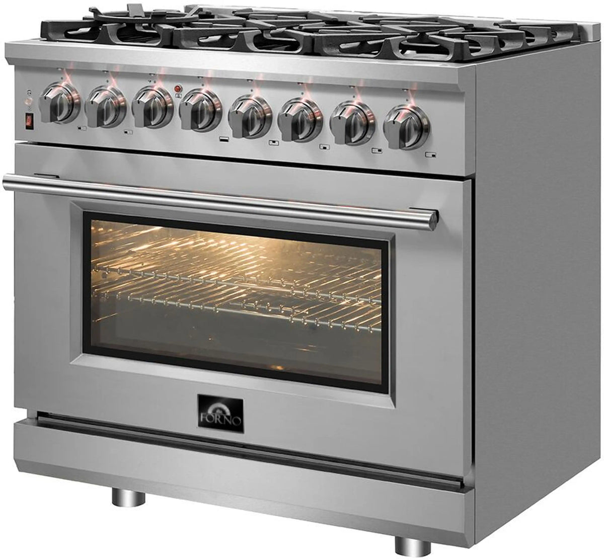 Forno Massimo 36-Inch Freestanding Dual Fuel Range, Stainless Steel (FFSGS6125-36)
