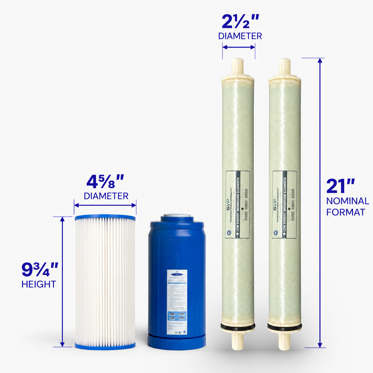 Crystal Quest Whole House RO Replacement Filter Pack, 500, 750 or 1000 GPD, Prefilter or Complete