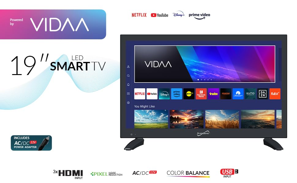 Supersonic 18.5-Inch 1080p Smart LED TV, Wi-Fi, HDMI ARC, Built-In Speakers (SC-1920VTV)