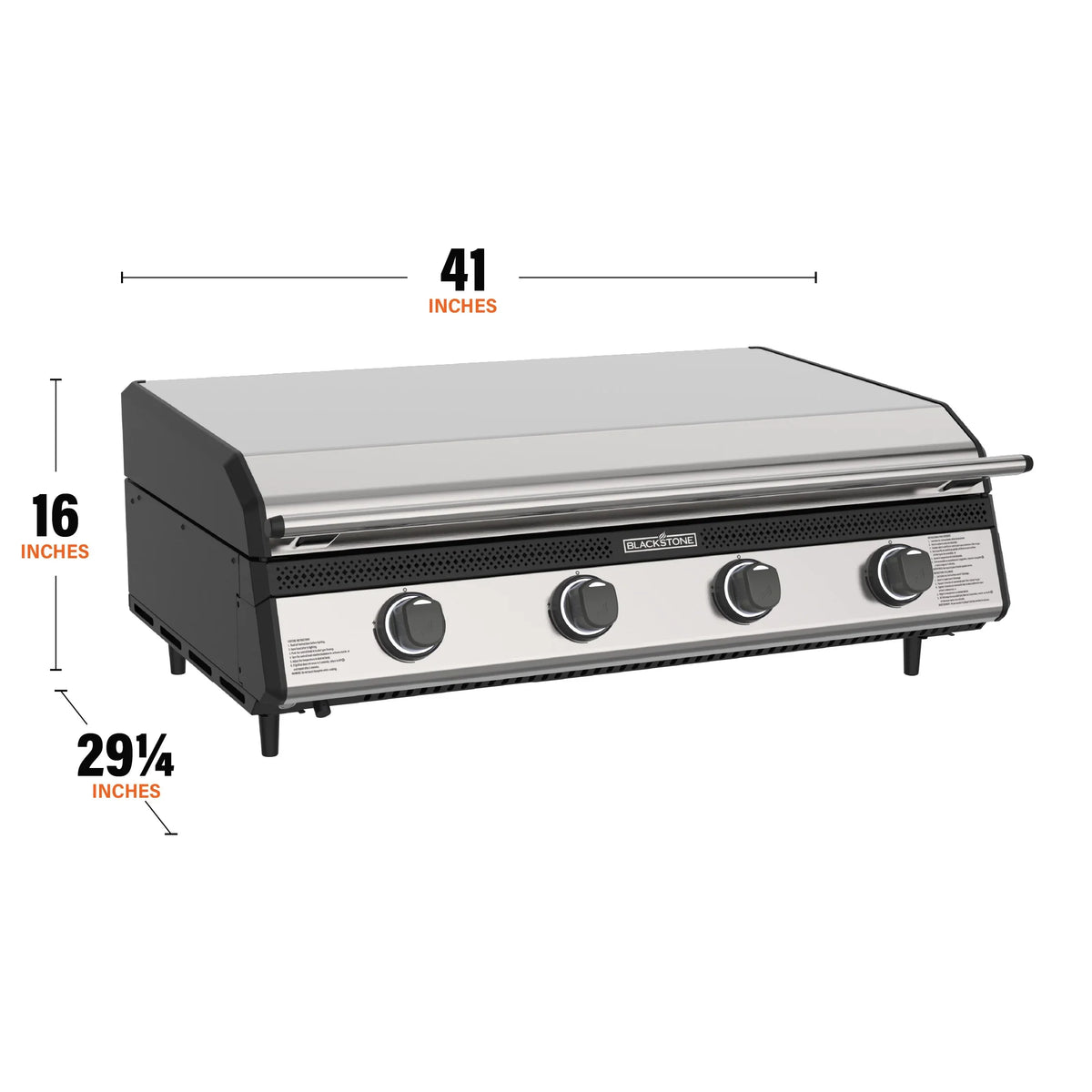Blackstone 36-Inch Built-In Gas Griddle, 34,000 BTU, 768 Sq. In., Hood, LED Lighting, Propane or Natural Gas, Stainless Steel (130-6331)