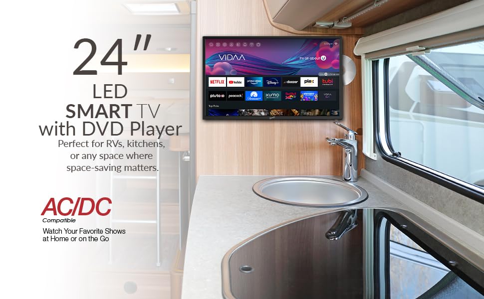 Supersonic 24-Inch 1080p LED Smart HDTV, DVD Player, Wi-Fi, USB (SC-2426SDVD)
