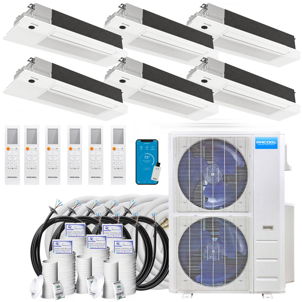 MRCOOL DIY 5th Gen Multi-Zone 6-Zone 55,000 BTU 22 SEER2 (6K + 6K + 6K + 12K + 12K + 12K) Ductless Mini-Split Air Conditioner and Heat Pump with Ceiling Cassettes