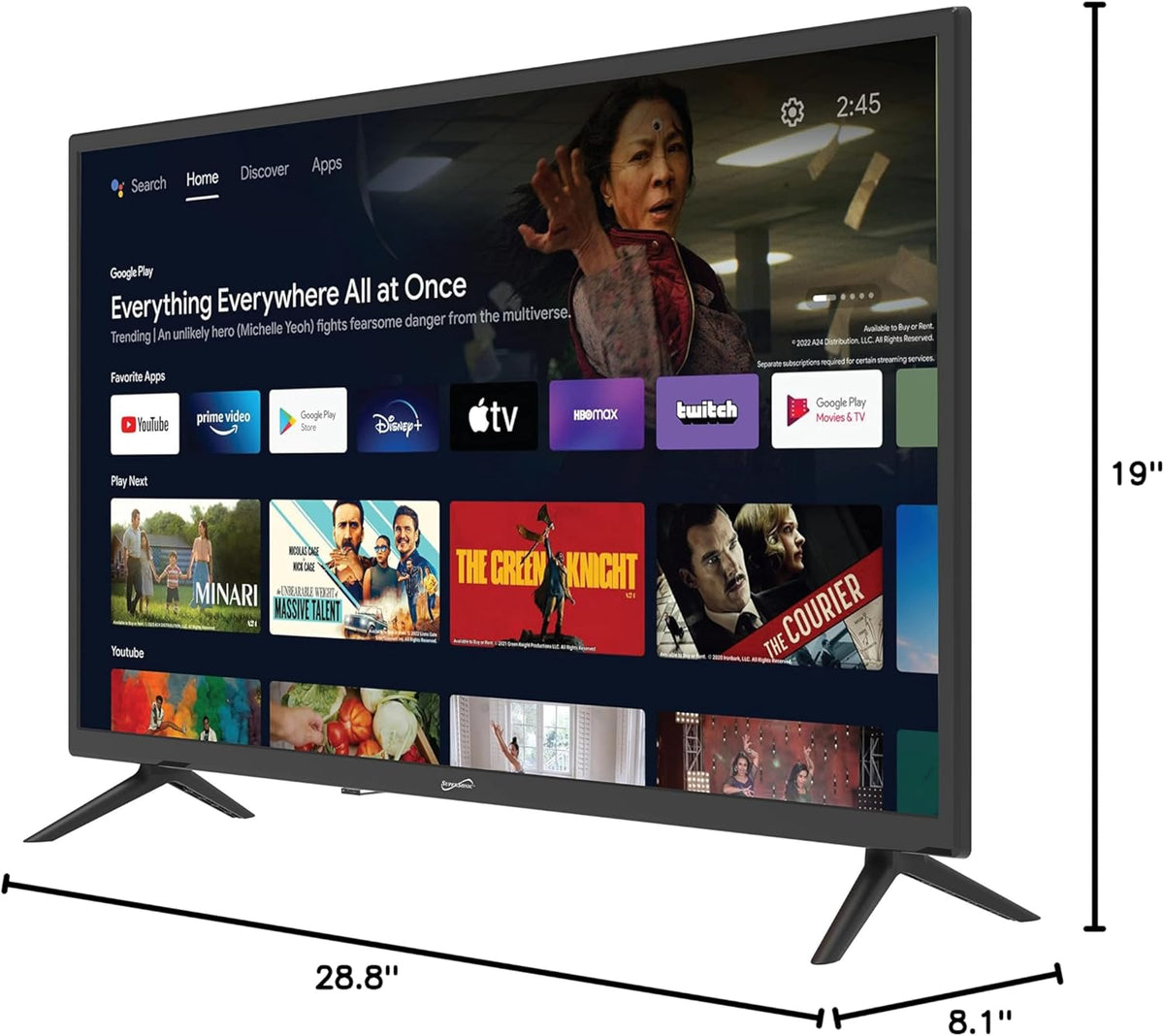 Supersonic 32-Inch 1080p FHD DLED Smart Google TV, Wi-Fi, Bluetooth, HDMI (SC-3250GTV)