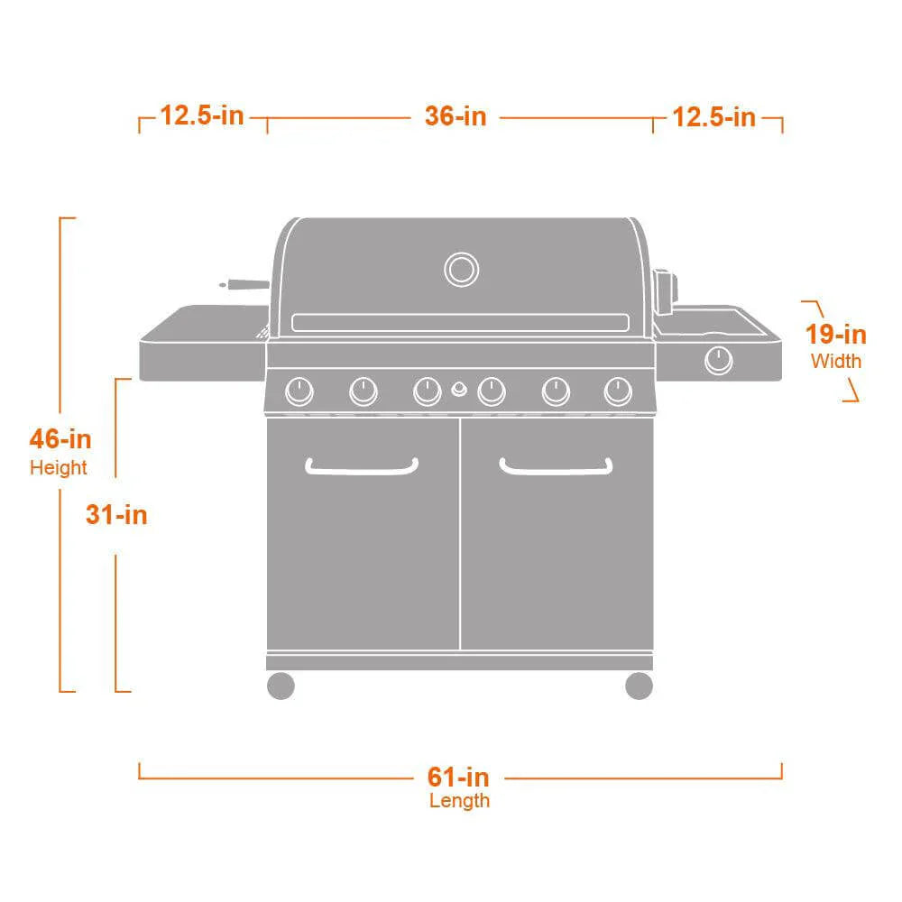 Monument Grills Classic 77352 Series Propane Gas Grill, 6 Burners, Stainless Steel