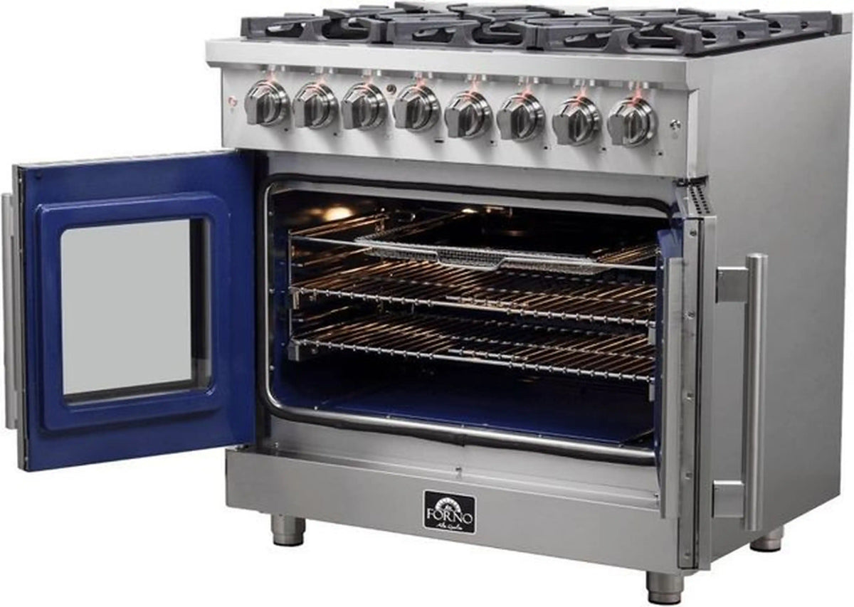 Forno Massimo 36-Inch Freestanding French Door Dual Fuel Range, Stainless Steel (FFSGS6325-36)
