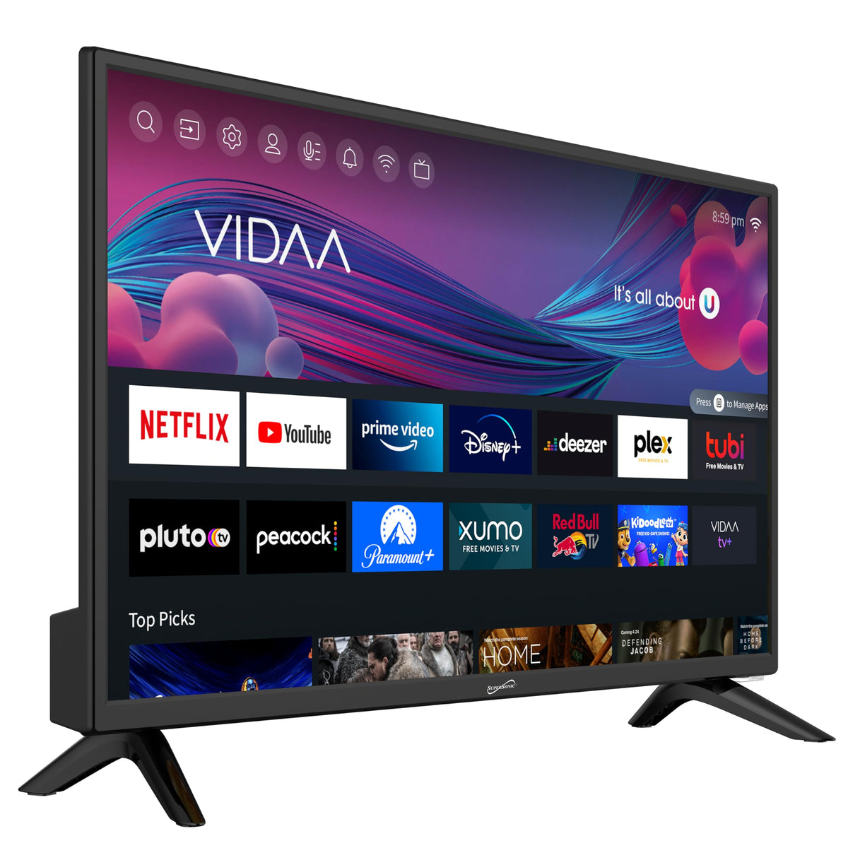 Supersonic 24-Inch 1080p LED Smart HDTV, DVD Player, Wi-Fi, USB (SC-2426SDVD)