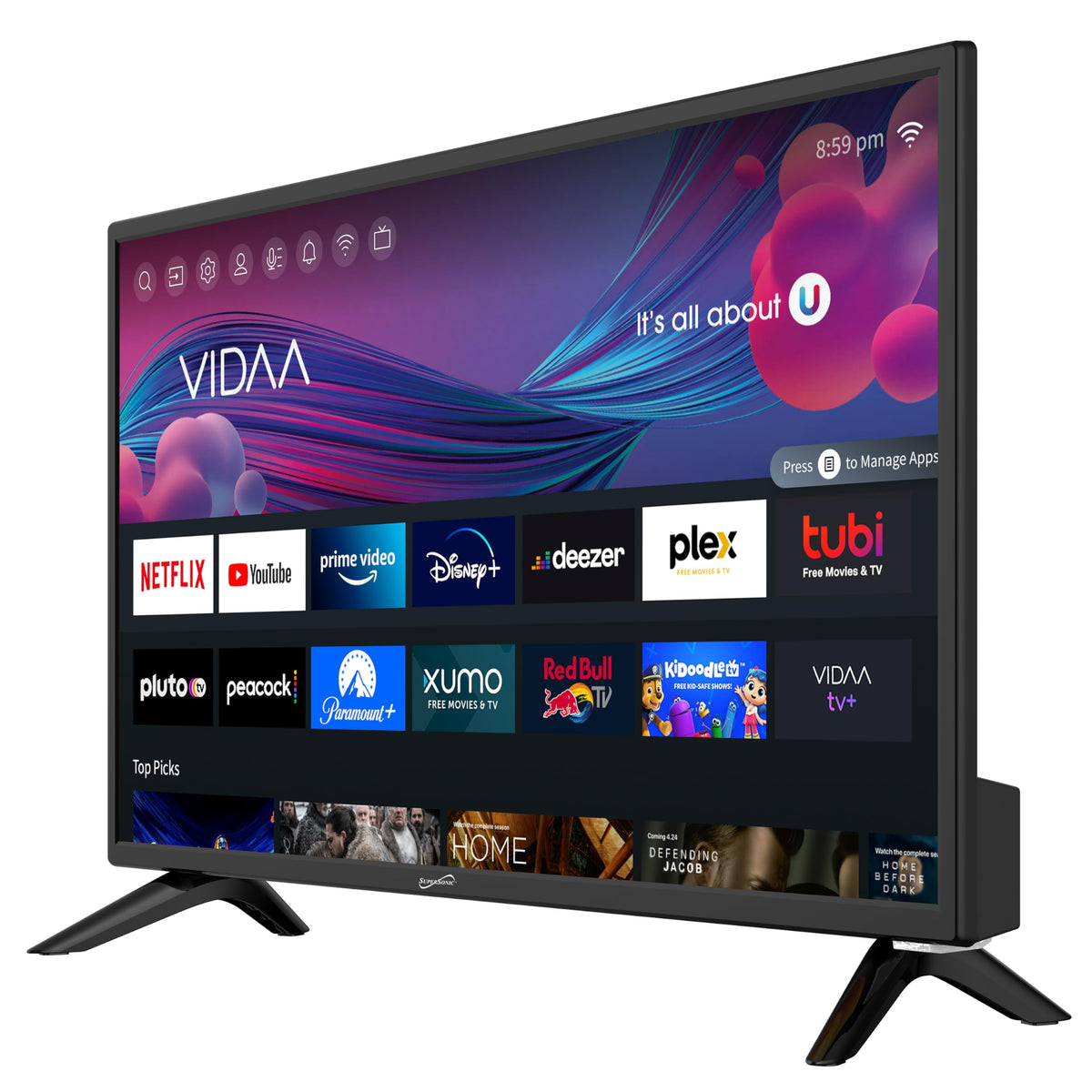 Supersonic 24-Inch 1080p LED Smart HDTV, DVD Player, Wi-Fi, USB (SC-2426SDVD)