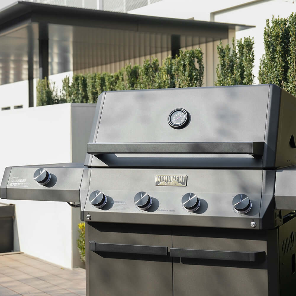 Monument Grills Eminence 425 Series Fortified Propane Gas Grill, 4 Burners, Silky Matte Black