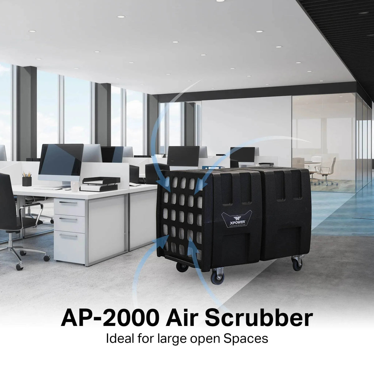 XPOWER Everest HEPA air scrubber system PSS3 - AP-2000 in an office