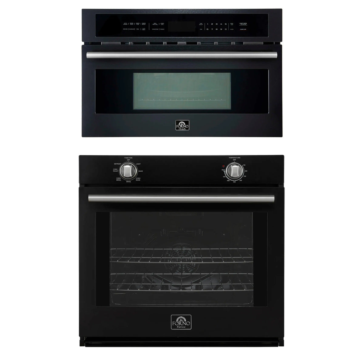 Forno 2-Piece Appliance Package - 30-Inch Vomero Wall Oven & 30-Inch Microwave Oven in Black with Stainless Steel Trim