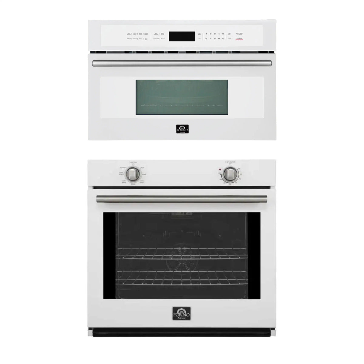 Forno 2-Piece Appliance Package - 30-Inch Vomero Wall Oven & 30-Inch Microwave Oven in White with Stainless Steel Trim
