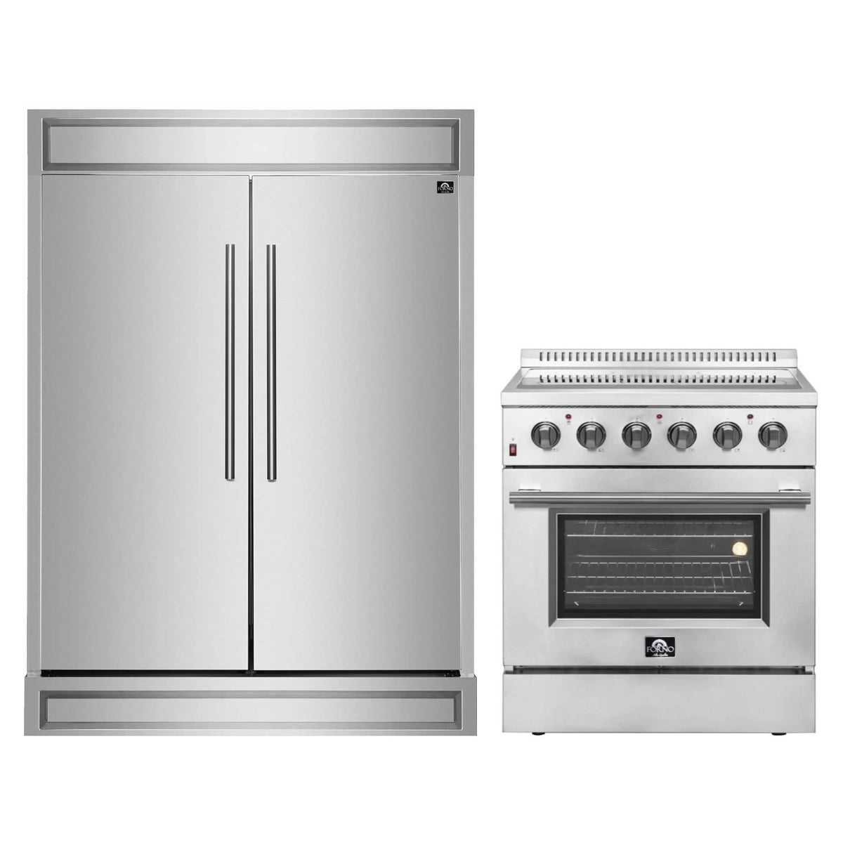 Forno 2-Piece Appliance Package - 30-Inch Electric Range & Pro-Style Refrigerator and Freezer in Stainless Steel
