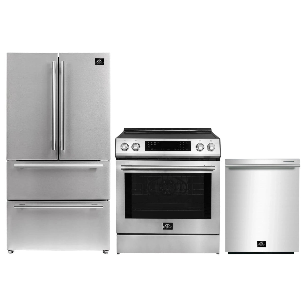 Forno Espresso 3-Piece Appliance Package - 30-Inch Induction Range, Refrigerator and Dishwasher in Stainless Steel with Stainless Steel Trim
