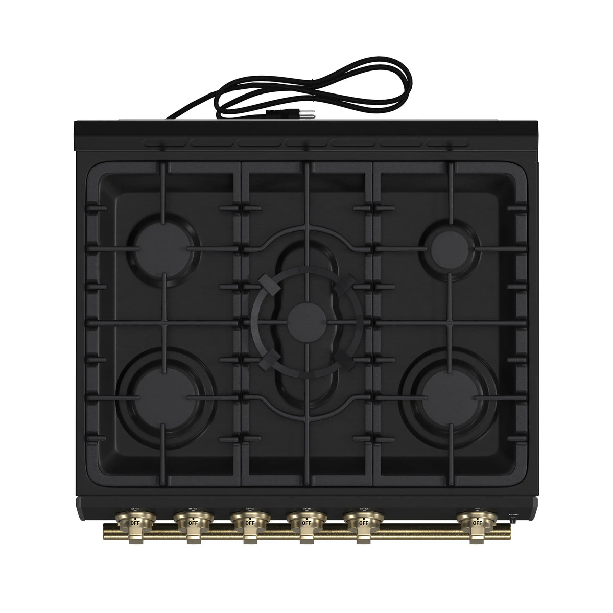Forno Leonardo Espresso 30-Inch Freestanding Gas Range, Black with Antique Brass Trim (FFSGS1116-30BLK)