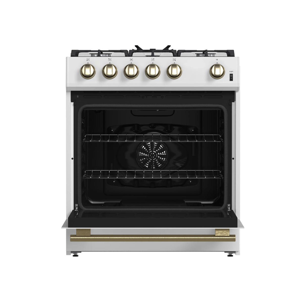 Forno Leonardo Espresso 30-Inch Freestanding Gas Range, White with Antique Brass Trim (FFSGS1116-30WHT)