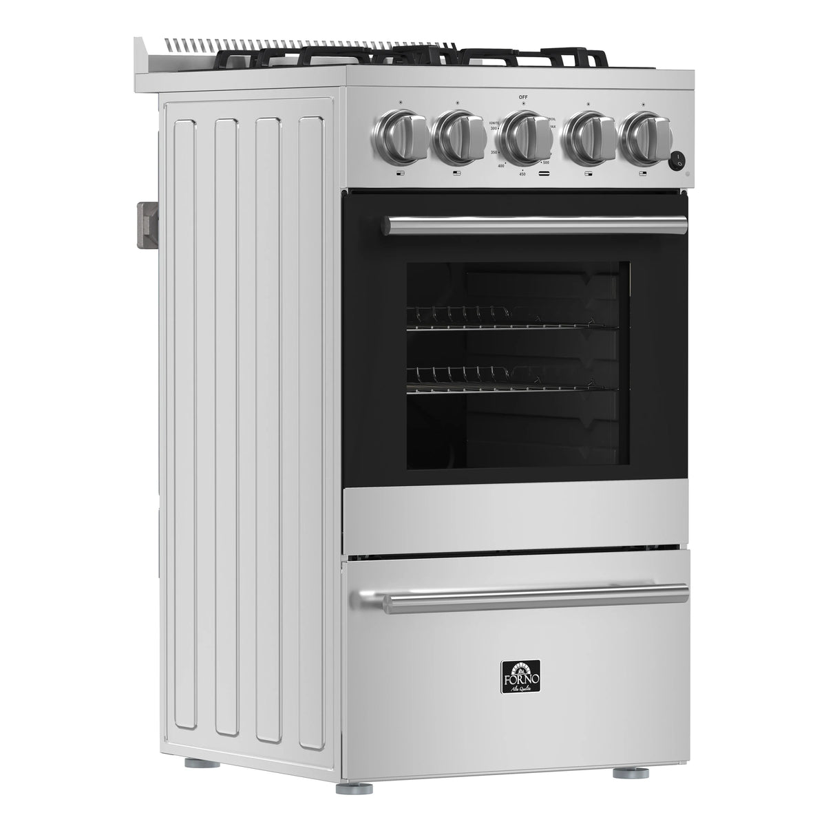 Forno Lamazze 20-Inch Freestanding Gas Range, 4 Burners, 21,200 BTUs, Stainless Steel (FFSGS6265-20)