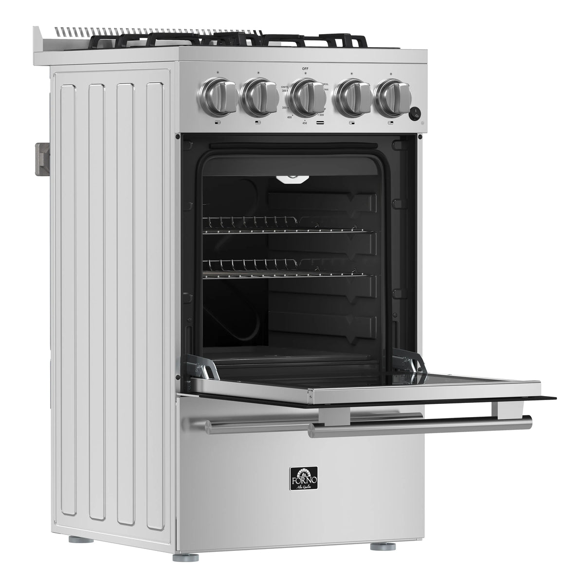 Forno Lamazze 20-Inch Freestanding Gas Range, 4 Burners, 21,200 BTUs, Stainless Steel (FFSGS6265-20)