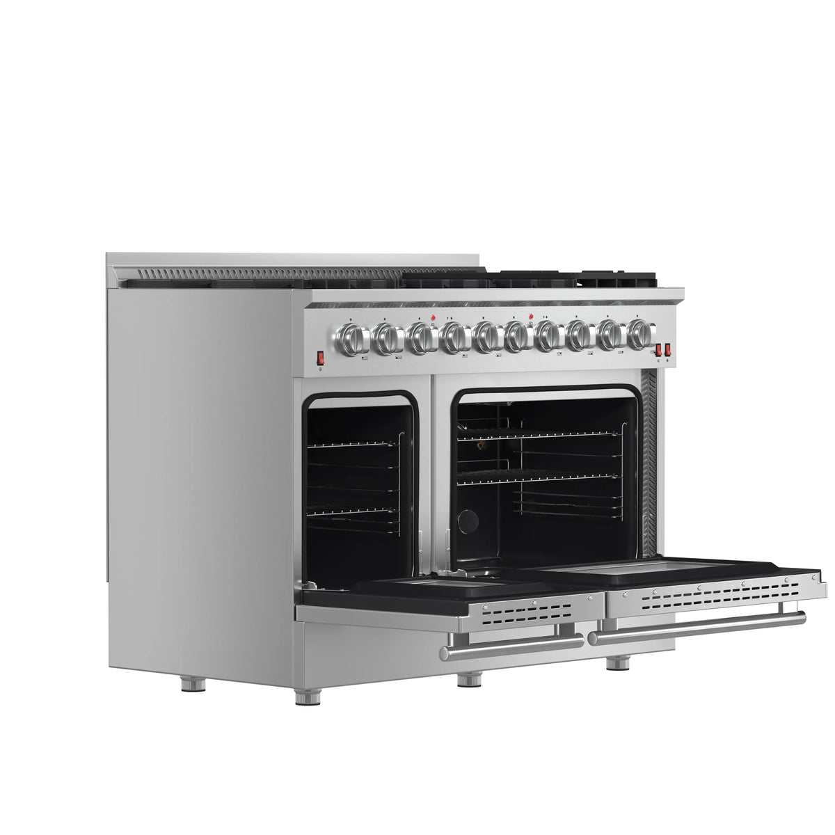 Forno Galiano 48-Inch Freestanding Gas Range, 8 Burners, Reversible Griddle, Stainless Steel (FFSGS6244-48)