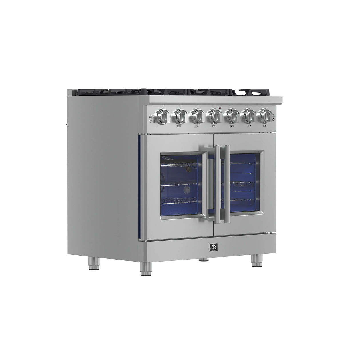Forno Massimo 36-Inch Freestanding French Door Gas Range, Stainless Steel (FFSGS6439-36)
