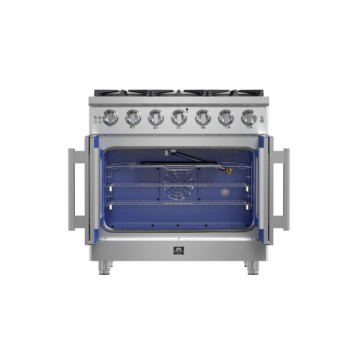 Forno Massimo 36-Inch Freestanding French Door Gas Range, Stainless Steel (FFSGS6439-36)