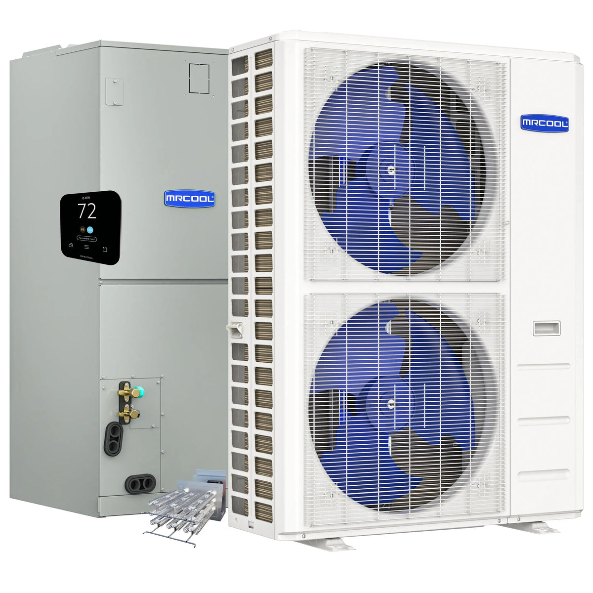 MRCOOL Hyper Heat 2nd Gen 60K BTU, 5 Ton, 16 SEER2 Heat Pump Condenser and Ducted Air Handler with 20kW Heat Kit (C60HP230BL00H20)