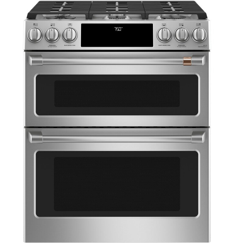 Cafe CGS750P2MS1 Café 30" Smart Slide-in, Front-control, Gas Double-oven Range With Convection Stainless Steel