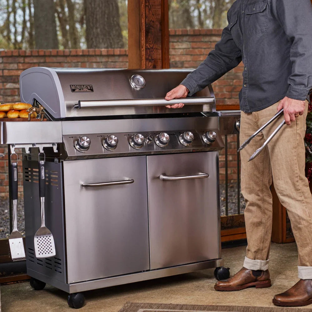 Monument Grills Classic 77352 Series Propane Gas Grill, 6 Burners, Stainless Steel