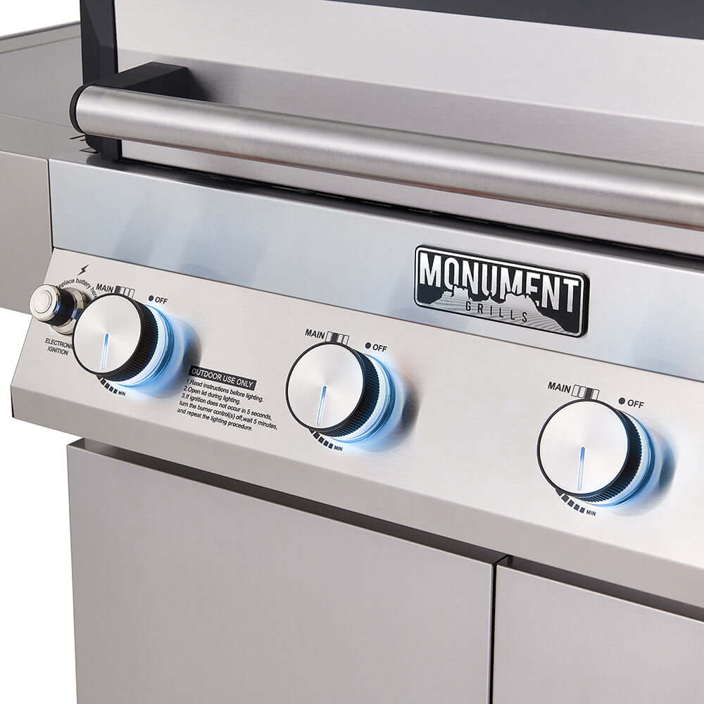 Monument Grills Denali 405 Series Smart Tech Propane Gas Grill, 4 Burners, Stainless Steel