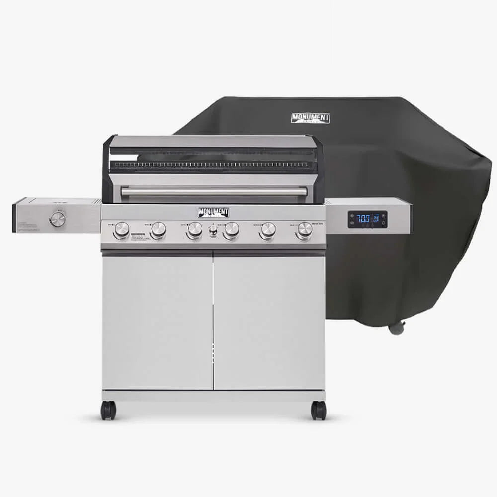 Monument Grills Denali 605 Series Smart Tech Propane Gas Grill, 6 Burners, Natural Gas Convertible, Stainless Steel