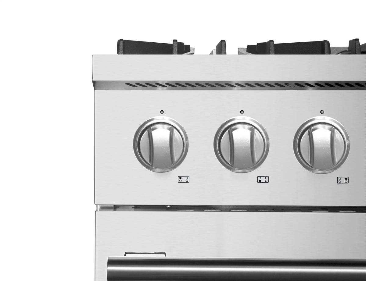 Forno Marco 30-Inch Freestanding Dual Fuel Range, 4 Burners, 4.32 Cu. Ft. Oven, Stainless Steel (FFSGS6197-30)