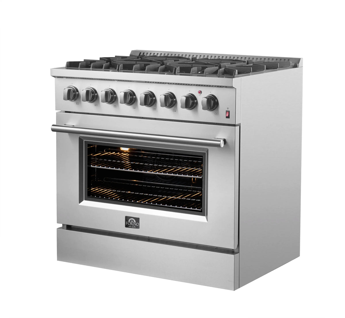 Forno Marco 36-Inch Freestanding Dual Fuel Range, 6 Burners, 5.36 Cu. Ft. Oven, Stainless Steel (FFSGS6197-36)