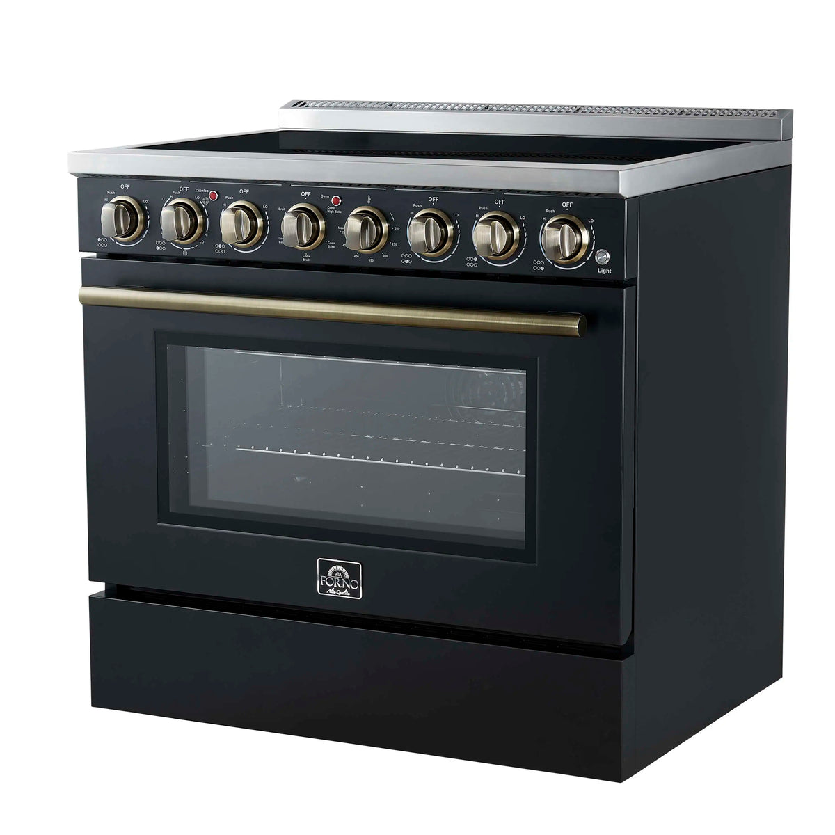 Forno Paolo 36-Inch Freestanding Electric Range, 5.44 Cu. Ft. True Convection Oven, Black (FFSEL6011-36BLK)