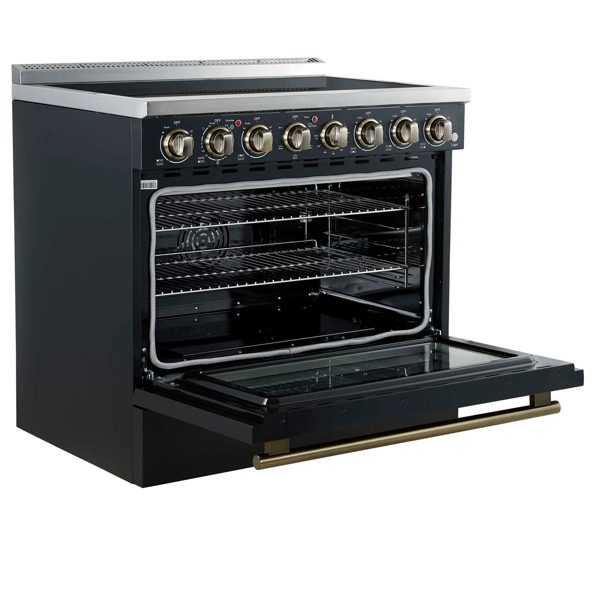 Forno Paolo 36-Inch Freestanding Electric Range, 5.44 Cu. Ft. True Convection Oven, Black (FFSEL6011-36BLK)
