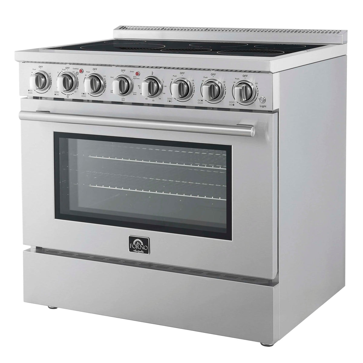 Forno Paolo 36-Inch Freestanding Electric Range, 5.44 Cu. Ft. True Convection Oven, Stainless Steel (FFSEL6011-36)